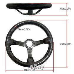 Hiwowsport 350mm Genuine Carbon Fiber Racing 3 Depth Steering Wheel Black US