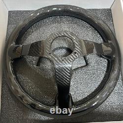 Hiwowsport 350mm Genuine Carbon Fiber Racing 3 Depth Steering Wheel Black US