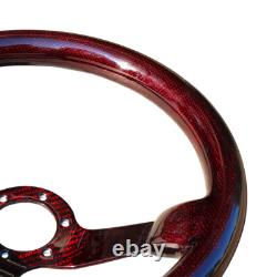 Hiwowsport Real Carbon Fiber Racing 3 Steering Wheel 6 Holes 350mm Bolts Red