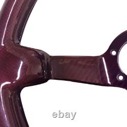 Hiwowsport Real Carbon Fiber Racing 3 Steering Wheel 6 Holes 350mm Bolts Red