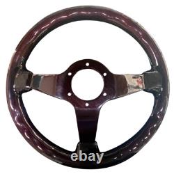Hiwowsport Real Carbon Fiber Racing 3 Steering Wheel 6 Holes 350mm Bolts Red