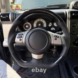 Hydro Dip Carbon Fiber Perforated Leather Steering Wheel Fit Toyota FJ 2004-2017
