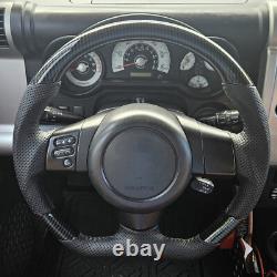 Hydro Dip Carbon Fiber Perforated Leather Steering Wheel Fit Toyota FJ 2004-2017