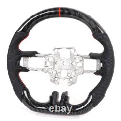 Hydro Dip Carbon Fiber Perforated Leather Steering Wheel for Ford Mustang 15-17