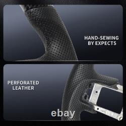 Hydro Dip Carbon Fiber Perforated Leather Steering Wheel for Ford Mustang 15-17