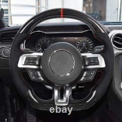 Hydro Dip Carbon Fiber Perforated Leather Steering Wheel for Ford Mustang 15-17