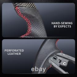 Hydro Dip Carbon Fiber Perforated Leather Steering Wheel for Ford Mustang 15-17