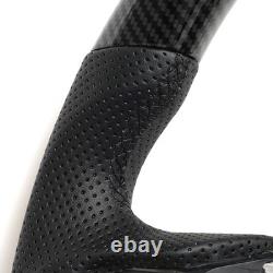 Hydro Dip Carbon Fiber Perforated Leather Steering Wheel for Ford Mustang 15-17