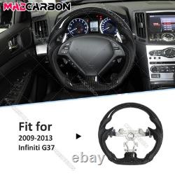 Hydro Dip Carbon Fiber Steering Wheel Fit 07-15 Infiniti G37 G37X Black Stitch