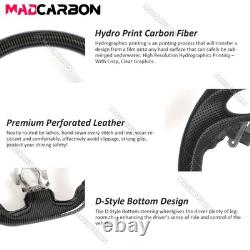 Hydro Dip Carbon Fiber Steering Wheel Fit 07-15 Infiniti G37 G37X Black Stitch