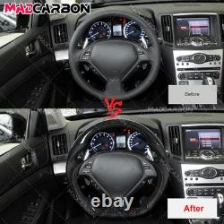 Hydro Dip Carbon Fiber Steering Wheel Fit 07-15 Infiniti G37 G37X Black Stitch
