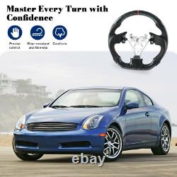 Hydro-Dip Carbon Fiber Steering Wheel For 2003-2007 INFINITI G35 Red Stitching