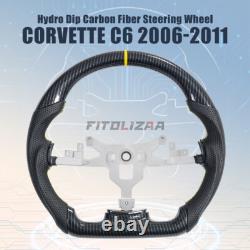 Hydro Dip Carbon Fiber Steering Wheel For Chevy Corvette C6 2006-2011 Yellow