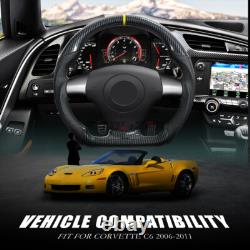 Hydro Dip Carbon Fiber Steering Wheel For Chevy Corvette C6 2006-2011 Yellow