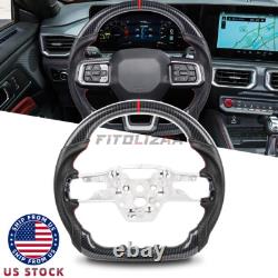 Hydro Dip Carbon Fiber Steering Wheel For Ford Mustang GT 2024+ Leather Grips US Hydro Dip Carbon Fiber Steering Wheel For Ford Mustang GT 2024+ Leather Grips US