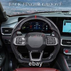Hydro Dip Carbon Fiber Steering Wheel For Ford Mustang GT 2024+ Leather Grips US Hydro Dip Carbon Fiber Steering Wheel For Ford Mustang GT 2024+ Leather Grips US