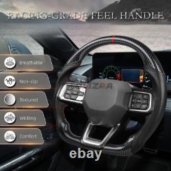 Hydro Dip Carbon Fiber Steering Wheel For Ford Mustang GT 2024+ Leather Grips US Hydro Dip Carbon Fiber Steering Wheel For Ford Mustang GT 2024+ Leather Grips US