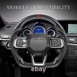 Hydro Dip Carbon Fiber Steering Wheel For Ford Mustang GT 2024+ Leather Grips US Hydro Dip Carbon Fiber Steering Wheel For Ford Mustang GT 2024+ Leather Grips US