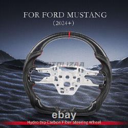 Hydro Dip Carbon Fiber Steering Wheel For Ford Mustang GT EcoBoost 2024+ Leather