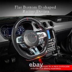 Hydro Dip Carbon Fiber Steering Wheel For Ford Mustang GT Shelby GT350 2018-2023