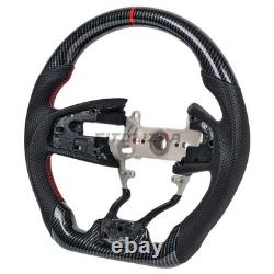 Hydro Dip Carbon Fiber Steering Wheel For Honda Civic 16-21 D Shape Red Lines Hydro Dip Carbon Fiber Steering Wheel For Honda Civic 16-21 D Shape Red Lines