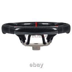 Hydro Dip Carbon Fiber Steering Wheel For Honda Civic 16-21 D Shape Red Lines Hydro Dip Carbon Fiber Steering Wheel For Honda Civic 16-21 D Shape Red Lines