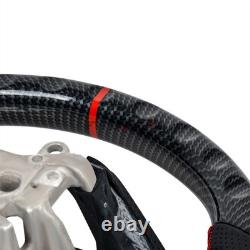 Hydro Dip Carbon Fiber Steering Wheel For Honda Civic 16-21 D Shape Red Lines Hydro Dip Carbon Fiber Steering Wheel For Honda Civic 16-21 D Shape Red Lines