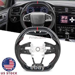 Hydro Dip Carbon Fiber Steering Wheel For Honda Civic Type R 2016-21 Nappa Grips