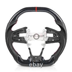 Hydro Dip Carbon Fiber Steering Wheel For Honda Civic Type R 2016-21 Nappa Grips