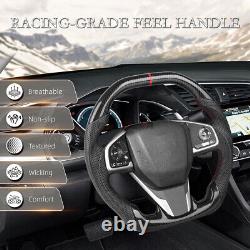 Hydro Dip Carbon Fiber Steering Wheel For Honda Civic Type R 2016-21 Nappa Grips