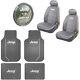Jeep Gray Synthetic Leather Car Truck Seat Covers Steering Wheel Cover Floor Mat