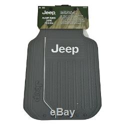 JEEP Gray Synthetic Leather Car Truck Seat Covers Steering Wheel Cover Floor Mat