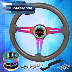 Jdm 6-Bolt 345mm Steering Wheel Gunmetal Neo Chrome + Extender Universal