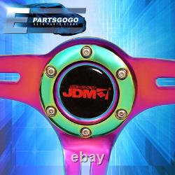 Jdm 6-Bolt 345mm Steering Wheel Gunmetal Neo Chrome + Extender Universal