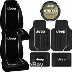 Jeep Elite Classic Seat Covers Rubber Floor Mats Steering Wheel Universal