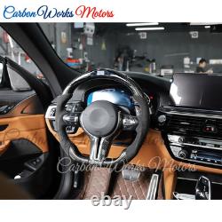 LED Alcantara Carbon Fiber Steering Wheel For BMW F06 F07 F01 F03 F04 F11M F12M