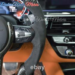 LED Alcantara Carbon Fiber Steering Wheel For BMW F06 F07 F01 F03 F04 F11M F12M
