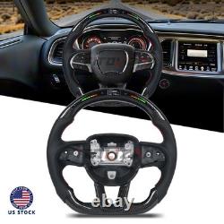 LED Carbon Fiber Steering Wheel For Dodge Charger Challenger 15-23 SRT Hellcat