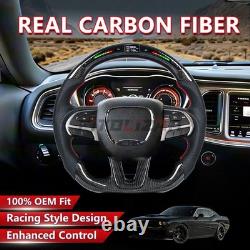 LED Carbon Fiber Steering Wheel For Dodge Charger Challenger 15-23 SRT Hellcat