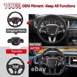 LED Carbon Fiber Steering Wheel For Dodge Charger Challenger 15-23 SRT Hellcat