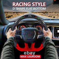 LED Carbon Fiber Steering Wheel For Dodge Charger Challenger 15-23 SRT Hellcat