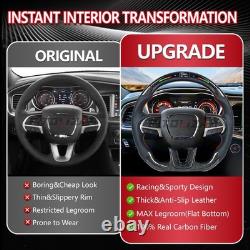 LED Carbon Fiber Steering Wheel For Dodge Charger Challenger 15-23 SRT Hellcat