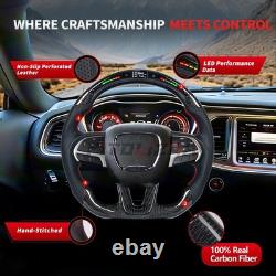 LED Carbon Fiber Steering Wheel For Dodge Charger Challenger 15-23 SRT Hellcat