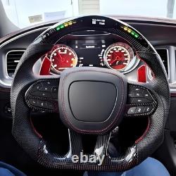LED Carbon Fiber Steering Wheel For Dodge Charger Durango SRT 2015-23 USA Stock