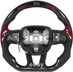 LED Carbon Fiber Steering Wheel For Dodge Charger Durango SRT Hellcat 2015-2024