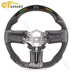 LED Perforated Leather Carbon Fiber Steering Wheel Fits 2010-2014 Ford Mustang