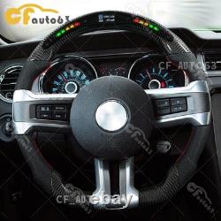 LED Perforated Leather Carbon Fiber Steering Wheel Fits 2010-2014 Ford Mustang