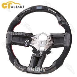 LED Perforated Leather Carbon Fiber Steering Wheel Fits 2010-2014 Ford Mustang