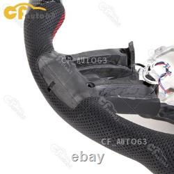 LED Perforated Leather Carbon Fiber Steering Wheel Fits 2010-2014 Ford Mustang