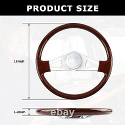 LOSCHEN 18 Wood Steering Wheel Aluminum Rivets Chrome Spoke Semi Trucks Rigs